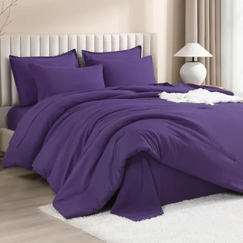 Miniatura 31 de Litanika Cama en una Bolsa King Beige - Juego de Ropa de Cama de 7 Piezas Tamaño King, Juego de Edredón de Cama, Juego de Edredón con Edredón, 02