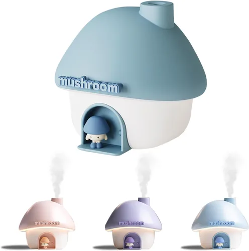 Lindo humidificador de casa de hongos, humidificador pequeño de niebla fría de 10.1 fl oz, mini humidificador de aire portátil recargable por USB