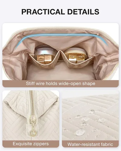 Miniatura 6 de BAGSMART Bolsa de maquillaje de viaje, bolsa de cosméticos, estuche organizador de maquillaje, bolsa grande de apertura amplia para mujeres, bolso