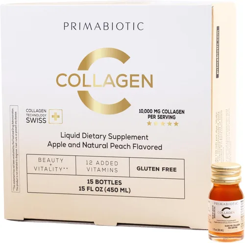 PRIMABIOTIC Colágeno Líquido - Alto Contenido de Colágeno [10,000 Mg] Por Porción - Colágeno Hidrolizado y 12 Vitaminas - Libre de Gluten - 450 Ml -