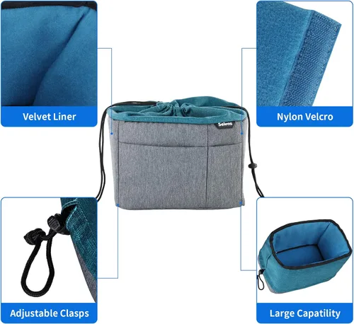 Miniatura 4 de Selens Bolsa para cámara para mochila, a prueba de golpes, bolsa de inserción DLSR SLR, bolsa organizadora de protección resistente al agua