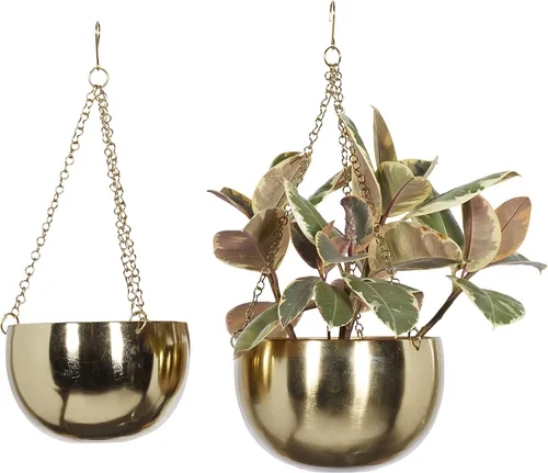 Miniatura 12 de Deco 79 Macetero de metal para interiores y exteriores, maceta colgante con cadena, juego de 2 colgadores de 5 pulgadas, 7 pulgadas de alto