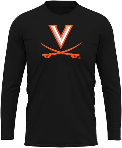 Miniatura 161 de Camisa deportiva de manga larga oficial de la NCAA Collegiate para hombre, colección negra con logotipo primario