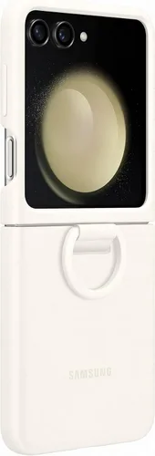Samsung Galaxy - Funda de silicona con anillo para Z Flip5, color crema