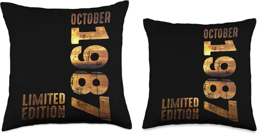 Miniatura 3 de Month October 1987 Retro Sunset 1987 Vintage 1987 Since 1987 Throw Pillow