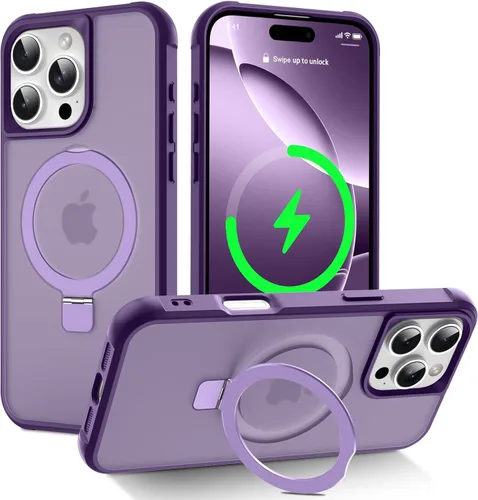 Miniatura 30 de CHAOFEnG Funda magnética compatible con iPhone 11 con soporte, prueba de caídas de grado militar, compatible con imán, anillo translúcido, parte
