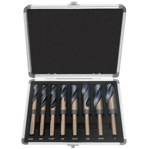 Miniatura 8 de Broca de 11/16 pulgadas, broca de acero de alta velocidad con vástago de 1/2 pulgada, brocas HSS 4241 negro y dorado para acero suave, metal