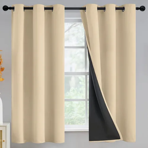 Miniatura 219 de Yakamok Cortinas negras, cortinas de ventana con aislamiento térmico y eficiencia energética para dormitorio, cortinas opacas completas y cortinas