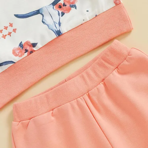 Miniatura 14 de Kaipiclos Ropa occidental para bebé niña, con lindo estampado con volantes, manga larga, pantalones para otoño e invierno, trajes de vaquera