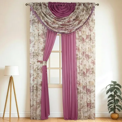 Miniatura 8 de YHSF Cortinas Transparentes Colección Laura – Juego de 4 paneles, 84 pulgadas de largo – Cortinas elegantes para dormitorio y más – Cenefas
