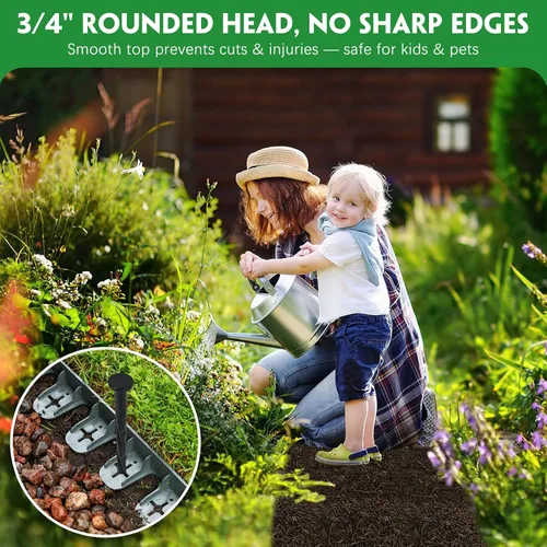 Miniatura 6 de 100 estacas de plástico de 8 pulgadas para bordes de paisaje, picos de nailon en espiral, clavos de anclaje para barrera de malezas, bordes