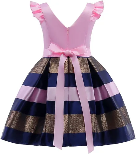 Miniatura 13 de NSSMWTTC 2-10T - Vestidos de rayas para niñas pequeñas, vestido de fiesta de boda de Navidad