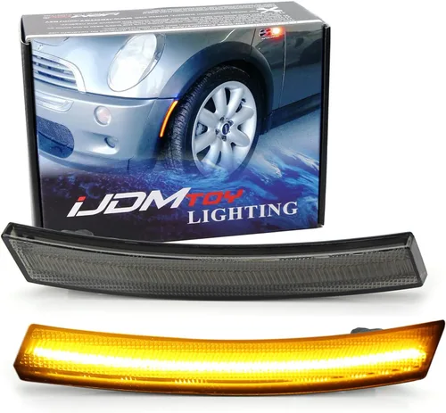 iJDMTOY Kit de luz de marcador frontal LED ámbar con lente ahumada, compatible con Mini Cooper 2002-08 de 1ª generación R50 R52 R53, reemplaza los