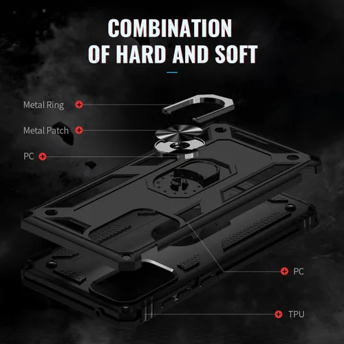 Miniatura 4 de Funda compatible con Xiaomi Poco M5s 4G, compatible con Redmi Note 10 4G / Note 10S 4G / Note 11 SE (India) Funda para teléfono con soporte de Negro