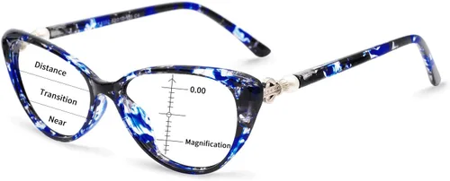 Miniatura 8 de MARE AZZURO Gafas de lectura progresivas multifocales con bloqueo de luz azul para mujer Cateye