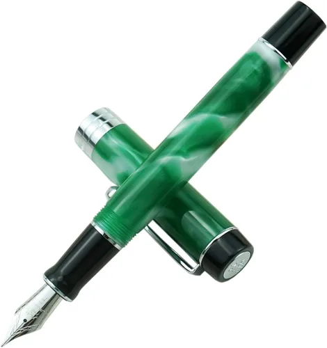 Miniatura 27 de Jinhao 100 - Pluma estilográfica de estilo clásico en celuloide, instrumento de escritura suave con punta #6, juego de pluma con convertidor