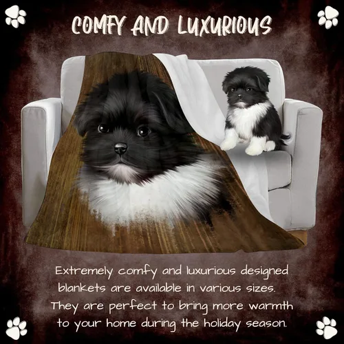 Miniatura 6 de Manta rústica para perro Shih Tzu, ligera, súper suave, acogedora y duradera, manta de cama con temática de animales para sofá, cama, sofá