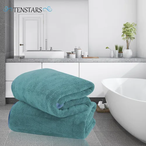 Miniatura 3 de TENSTARS Toallas de baño de seda con dobladillo para baño en liquidación - 27 x 55 pulgadas, ligeras, finas y de secado rápido, toalla absorbente