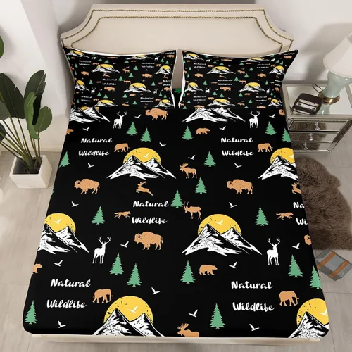 Miniatura 4 de Erosebridal Happy Camping - Juego de sábanas tamaño individual para niños, diseño de animales del bosque del bosque, para bebés, niños y niñas