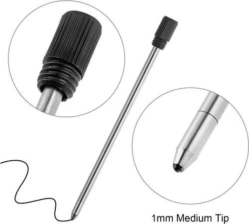 Miniatura 4 de TecUnite 20 repuestos de bolígrafo de 2.75 pulgadas para bolígrafos de punta media de 0.039 pulgadas (0.039 pulgadas) de punta media, color negro