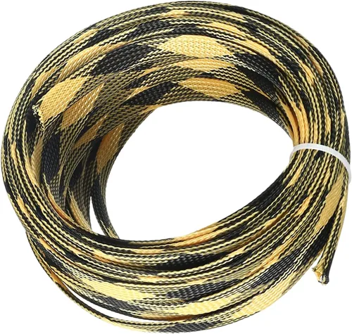 Miniatura 9 de Bettomshin Manga de gestión de cables negra y amarilla, 0.63 pulgadas de ancho, protector de cable PET ignífugo de 16.4 pies (16.4 ft)