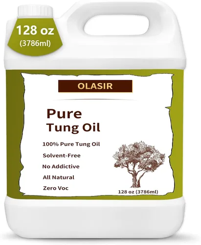 Aceite Tung 100% puro de 1 galón para acabado de madera, 128 onzas, aceite tung natural seguro de grado alimenticio, impermeable, para suelos de