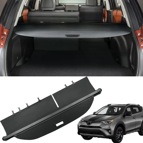 Miniatura 8 de Cubierta de carga para Toyota Rav4 2006 2007 2008 2009 2010 2011 2012 para accesorios de Toyota Rav4, negra, retráctil, estilo de fábrica, cubierta