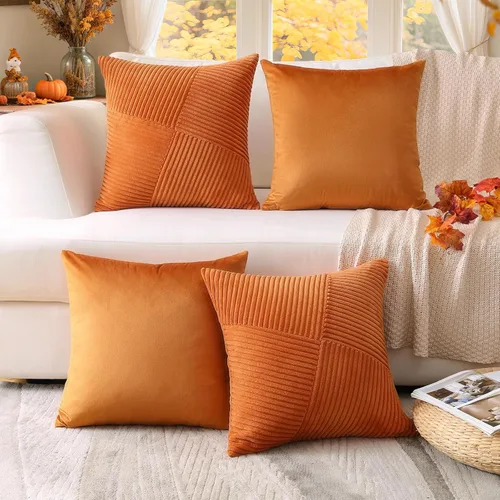 Miniatura 10 de OTOSTAR Juego de 4 fundas de almohada decorativas bohemias de otoño de 16 x 16 pulgadas para sofá cama, decoración del hogar en otoño, funda
