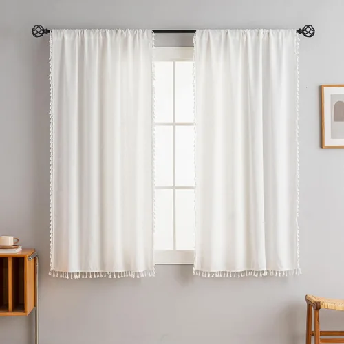 Miniatura 8 de Cortinas cortas para ventana pequeña, mezcla de lino natural, estilo campestre, 45 pulgadas de largo, para cocina, 40 pulgadas de ancho x 45