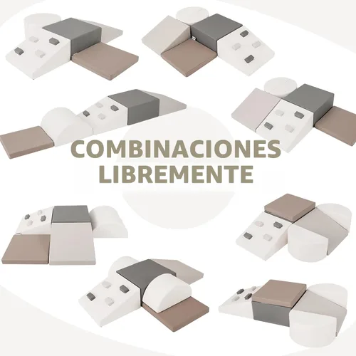 Miniatura 3 de Olakids Juguetes de escalada para niños pequeños, 6 piezas de bloques de espuma para bebés, juego suave con cuero PU, estructura de actividad