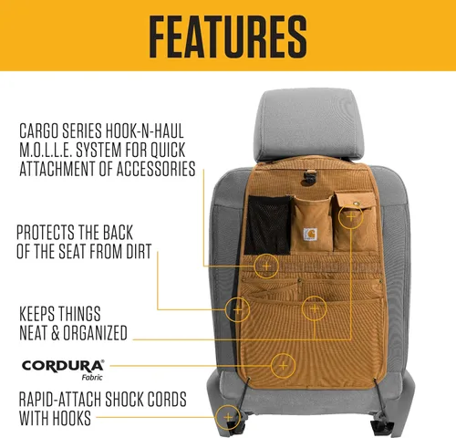 Miniatura 2 de Carhartt Organizador universal de nailon para respaldo de asiento de automóvil, organización para trabajo y niños, color grava