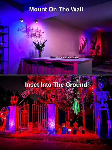 Miniatura 2 de ZUCKEO Focos de Navidad LED para exteriores, para patio, luces RGB de paisaje de 10 W que cambian de color, foco impermeable de 120 V con enchufe