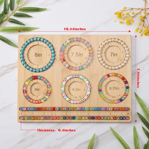 Miniatura 4 de Petoysoso Tablero de cuentas para la fabricación de joyas, tablero de cuentas de bambú para hacer pulseras de joyería, tablero de cuentas de pulsera