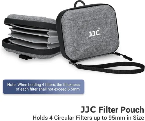 Miniatura 2 de JJC Bolsa de filtro de lente dura, estuche de filtro de 4 bolsillos para filtro circular de hasta 3.740 in con trabilla para cinturón, a prueba