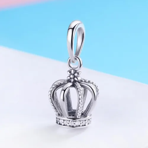 Miniatura 5 de WOSTU Exquisitos dijes de plata de ley 925 con forma de corazón rosa para pulseras, la llave de corazón, cuentas para mujeres y niñas