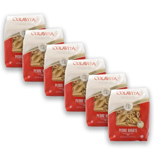 Colavita Penne Rigate: Auténtica pasta italiana con crestas - Compañero perfecto para tus salsas - 1 libra (paquete de 6)