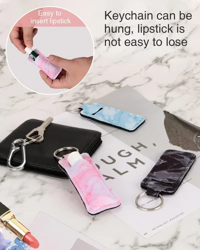 Miniatura 4 de Meiiy Chapstick Soporte para bálsamo labial, funda para lápiz labial, soporte para brillo de labios con gancho, 3 piezas de relleno de calcetines
