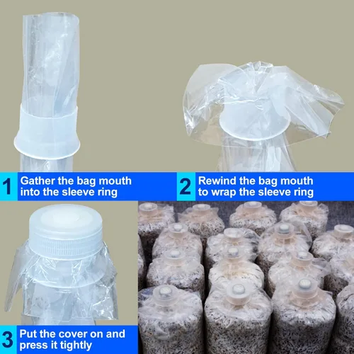 Miniatura 2 de Biomed Solutions Tapa y anillo de bolsa de cultivo de hongos para cultivar sellado, cubierta de filtro de algodón, 1.260 in, 15