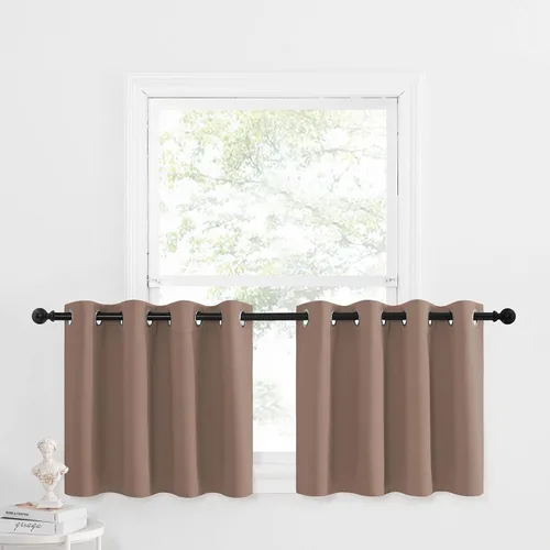 Miniatura 138 de NICETOWN Cortinas opacas de cocina para ventana sobre el fregadero, aislamiento térmico, decoración del hogar, pequeños niveles opacos con ojales