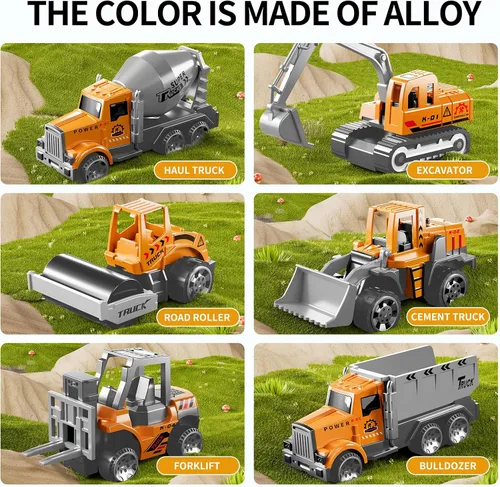 Miniatura 5 de NIPLOOOW Juego de juguetes de camiones de construcción con alfombra de juego, juego de vehículos de transporte de camiones para niños de 3, 4, 5 y 6
