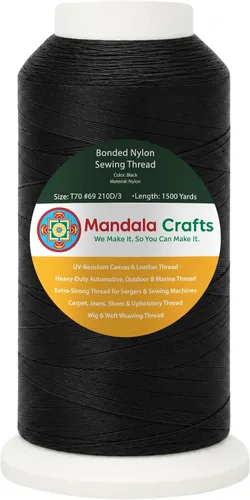 Miniatura 252 de Mandala Crafts - Hilo de nailon para coser cuero, tapicería, mezclilla y para trenzar el pelo; resistente, 1500 yardas, tamaño 69 T70 Marrón