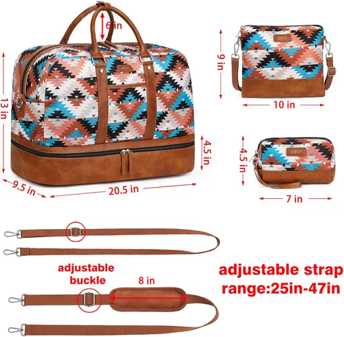 Miniatura 122 de IBFUN Bolsas de fin de semana para mujer, bolsa grande de lona para viaje, bolsa de viaje con compartimento para zapatos, 21 pulgadas, juego de 3