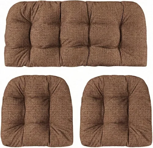 Miniatura 92 de RSH DECOR: Sunbrella 3-Piece Tufted Wicker Cushion Set 44" x 22" & 22" x 22" Outdoor Loveseat & U-Shaped Seat Cushions Crafted with
