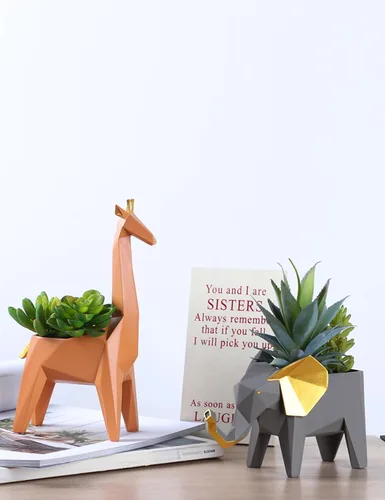 Miniatura 4 de HAUCOZE - Maceta de estatua de jirafa para suculentas, escultura animal de 9.3 pulgadas Decoración moderna, regalo para el hogar, sala de estar