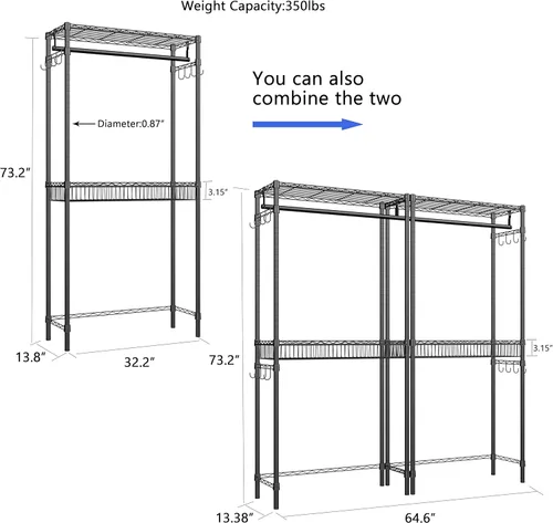 Miniatura 3 de Xiofio Estante de almacenamiento para lavadora y secadora, estante de secado de ropa, cesta de alambre de almacenamiento de 2 niveles de altura