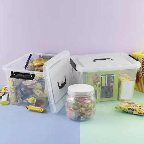 Miniatura 6 de Caja de almacenamiento transparente de plástico de 10 L, caja de plástico con tapa, paquete de 6 Clear Design, Locking Latch Lid, Convenient Top
