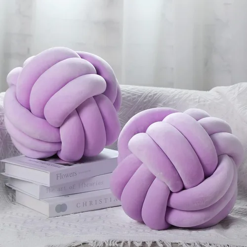 Miniatura 9 de Namalu 2 piezas de almohada bola de nudo suave, cojines decorativos redondos anudados, almohadas de bola rellenas hechas a mano para dormitorio