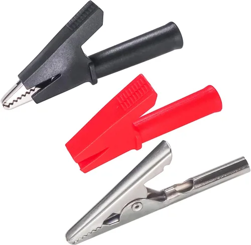 Miniatura 2 de 4 unids resistente aislado cocodrilo clips PVC cocodrilo abrazaderas conector de cobre niquelado 1000 V 20 A para pruebas de laboratorio eléctrico