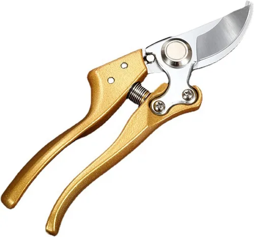 Tijeras de poda de jardín, tijeras para cortar plantas y árboles, para cortar setos de rosas frescas con cierre de seguridad (color dorado)