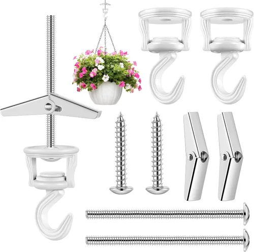 Miniatura 8 de Hotop 4 ganchos de techo para colgar plantas, ganchos para plantas, ganchos de metal resistentes para interiores y exteriores, para colgar plantas